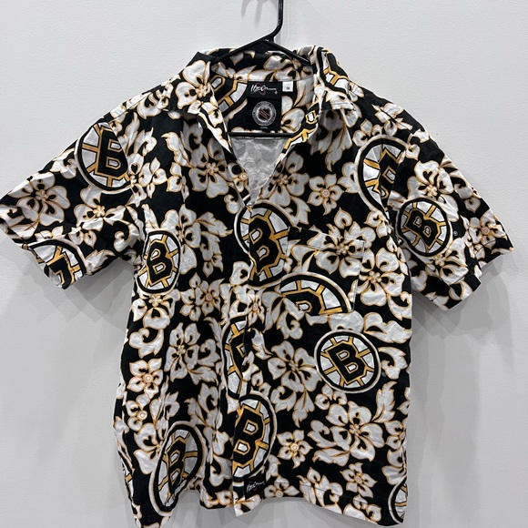 NHL Other - Boston Bruins NHL Hawaiian Shirt Kids Size 14 | Floral Bruins Fan Button Up